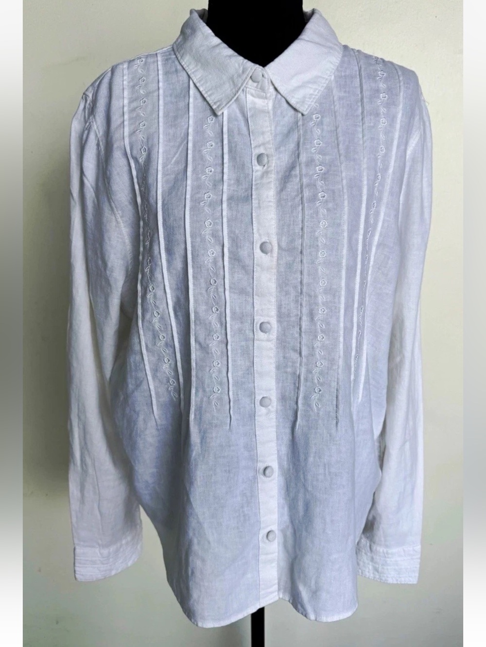 Joie White Pintuck Button-Front Blouse